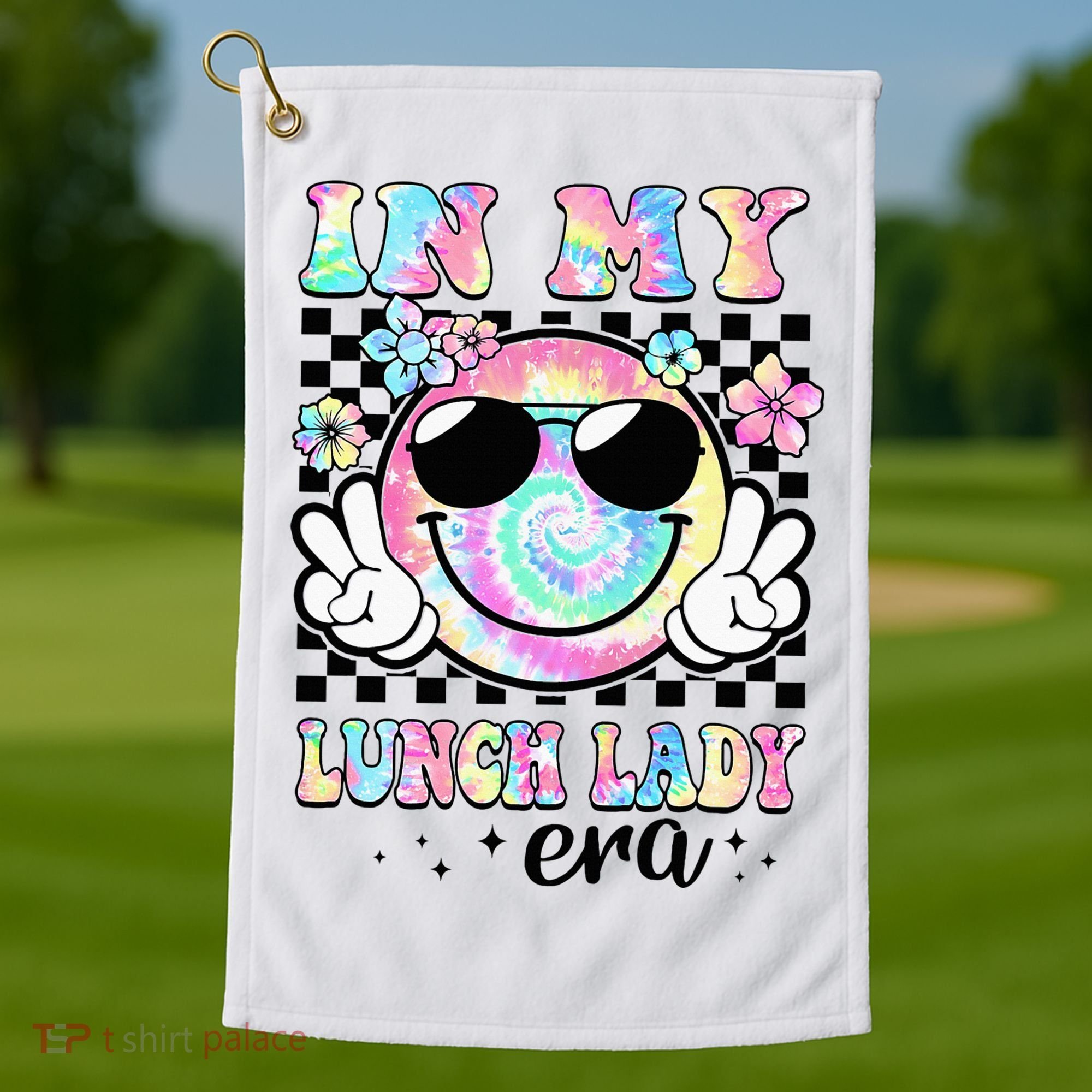 In My Lunch Lady Era Groovy Retro Back To School Funny Golf Towel