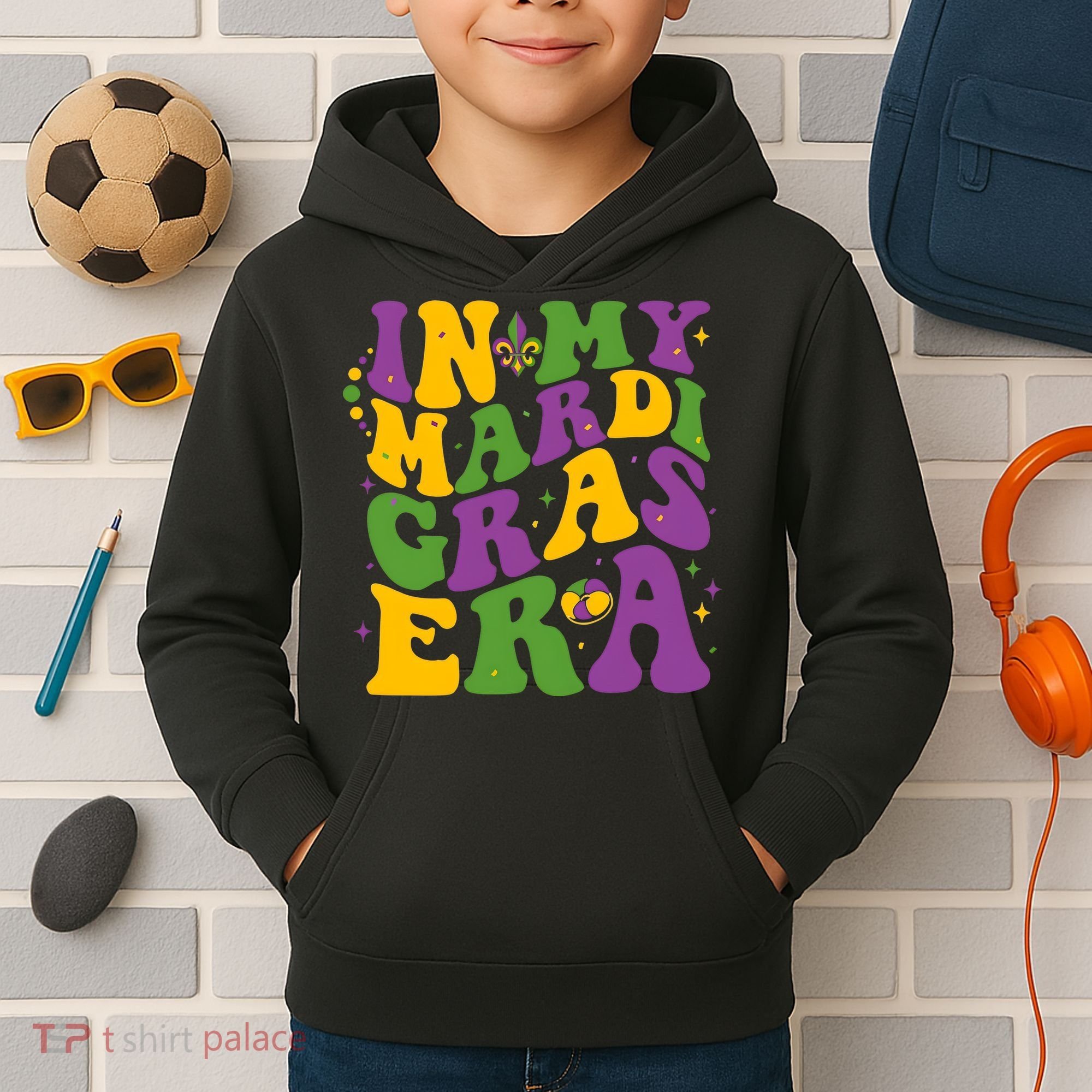 In My Mardi Gras Era Funny Holiday Kids Hoodie