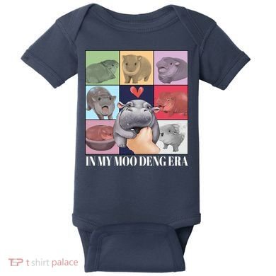 In My Moo Deng Era Funny Hippo Meme Baby Bodysuit