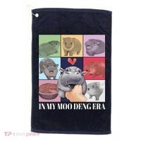 In My Moo Deng Era Funny Hippo Meme Golf Towel thumb 0
