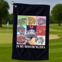 In My Moo Deng Era Funny Hippo Meme Golf Towel thumb 1