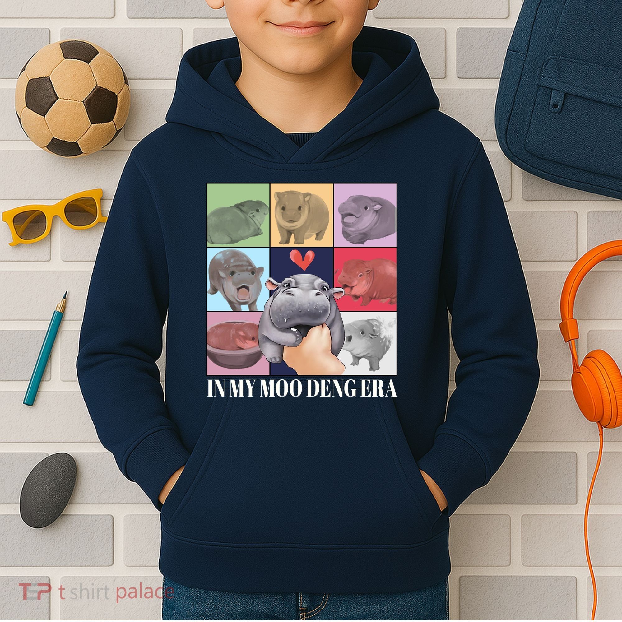 In My Moo Deng Era Funny Hippo Meme Kids Hoodie