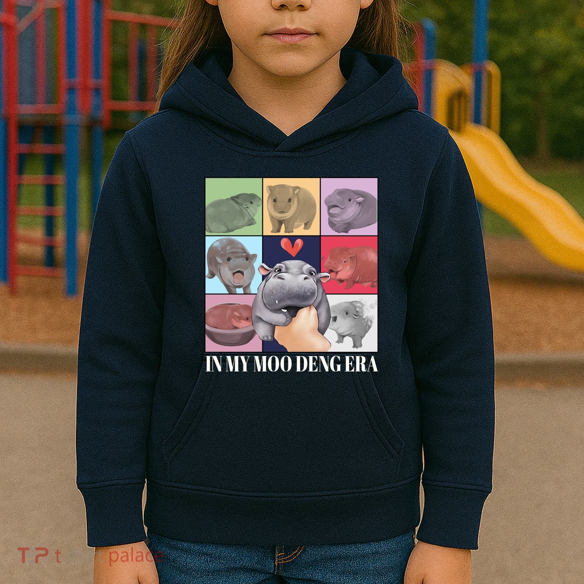 In My Moo Deng Era Funny Hippo Meme Kids Hoodie