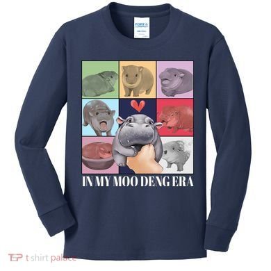 In My Moo Deng Era Funny Hippo Meme Kids Long Sleeve Shirt