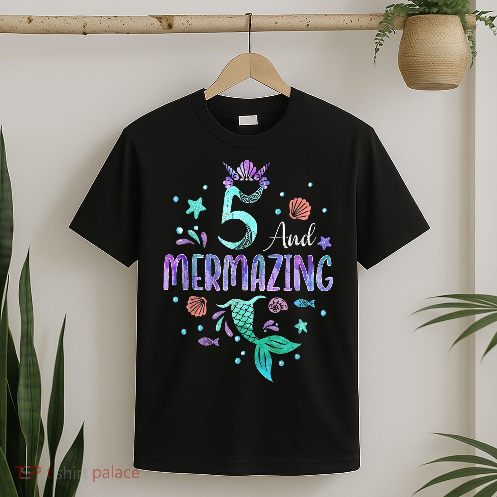 Its My Mermazing 5th Birthday Mermaid Girl Theme 5 Yrs Old T-Shirt