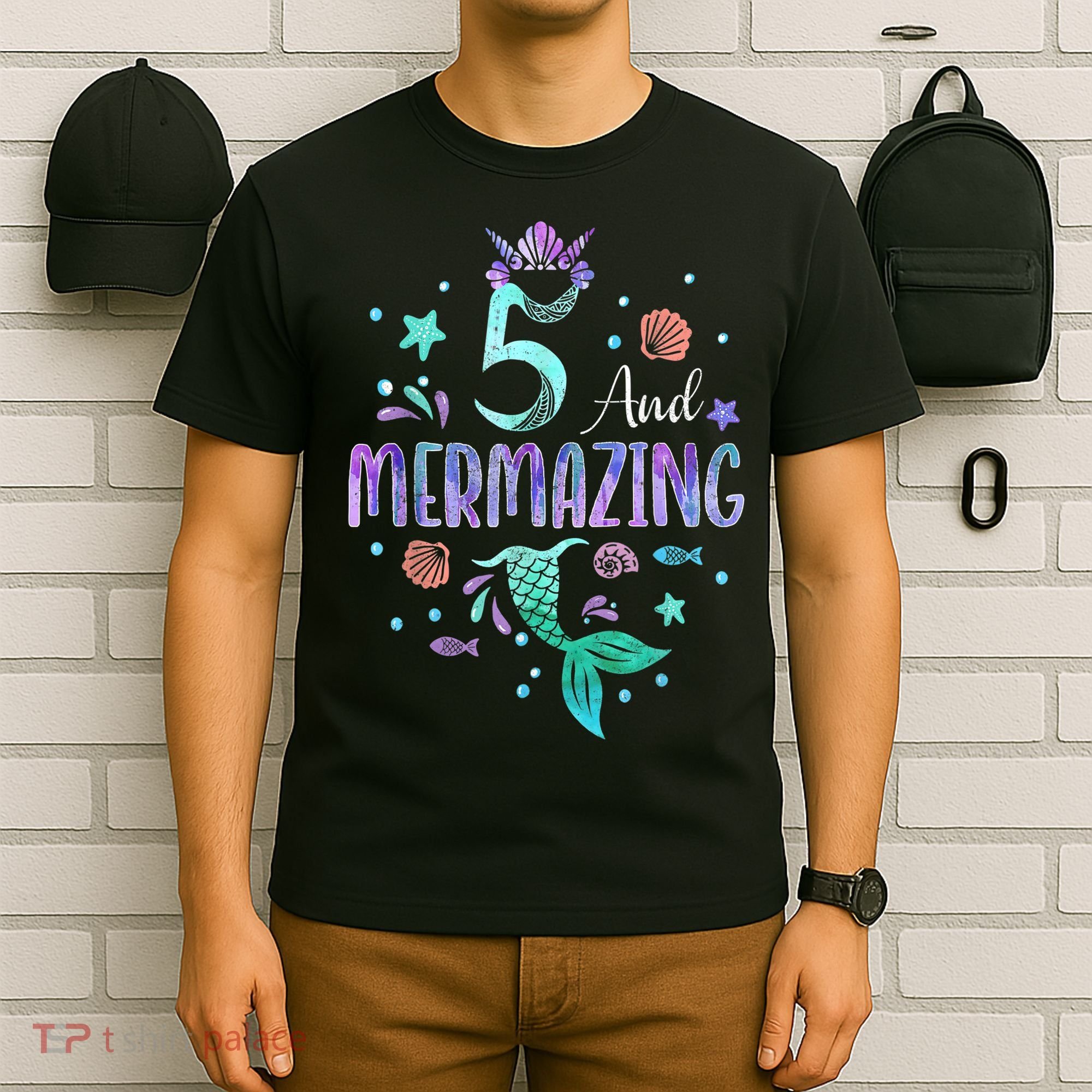 Its My Mermazing 5th Birthday Mermaid Girl Theme 5 Yrs Old T-Shirt