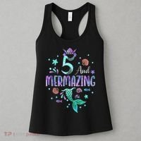 Its My Mermazing 5th Birthday Mermaid Girl Theme 5 Yrs Old Women's Tank Top thumb 3