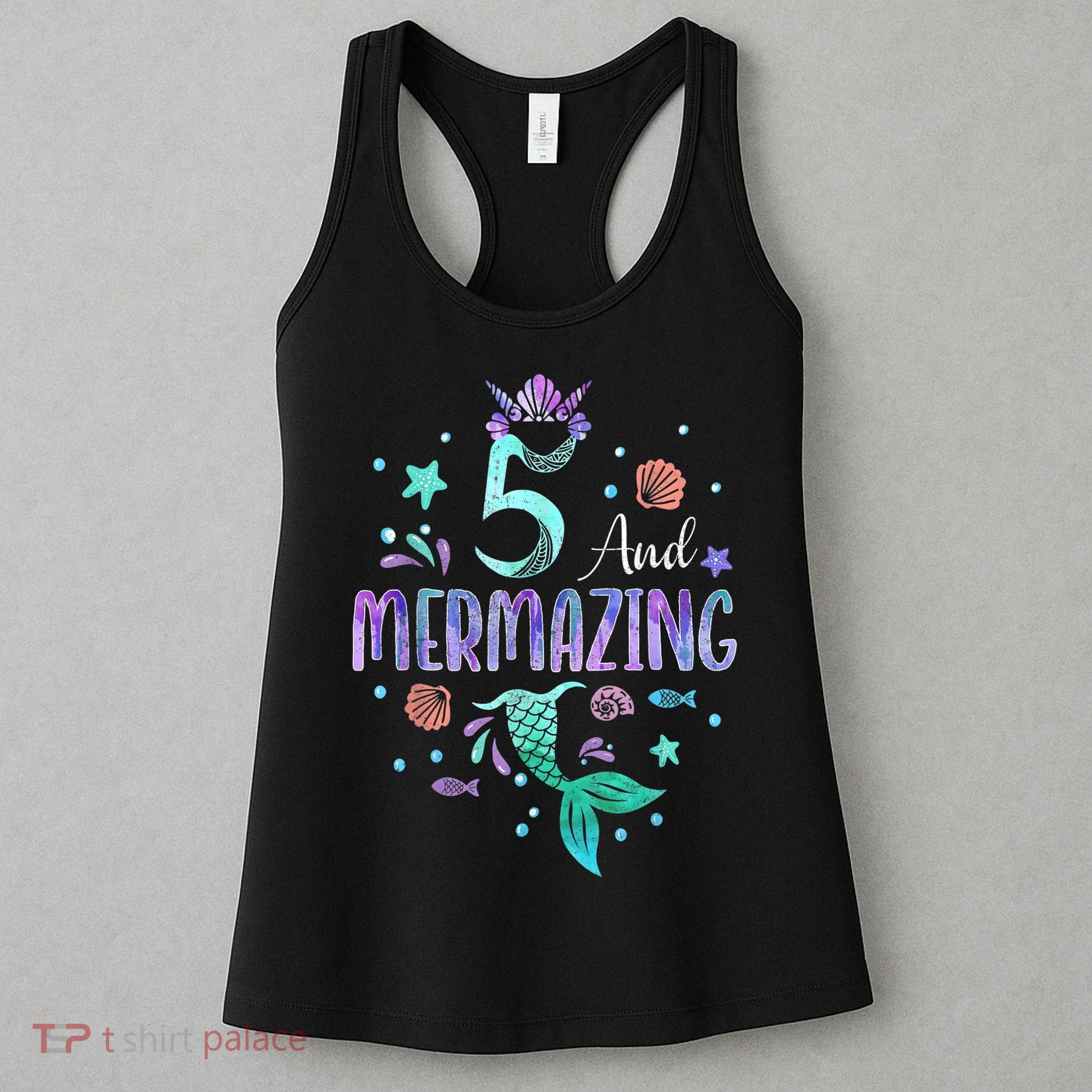 Its My Mermazing 5th Birthday Mermaid Girl Theme 5 Yrs Old Women's Tank Top