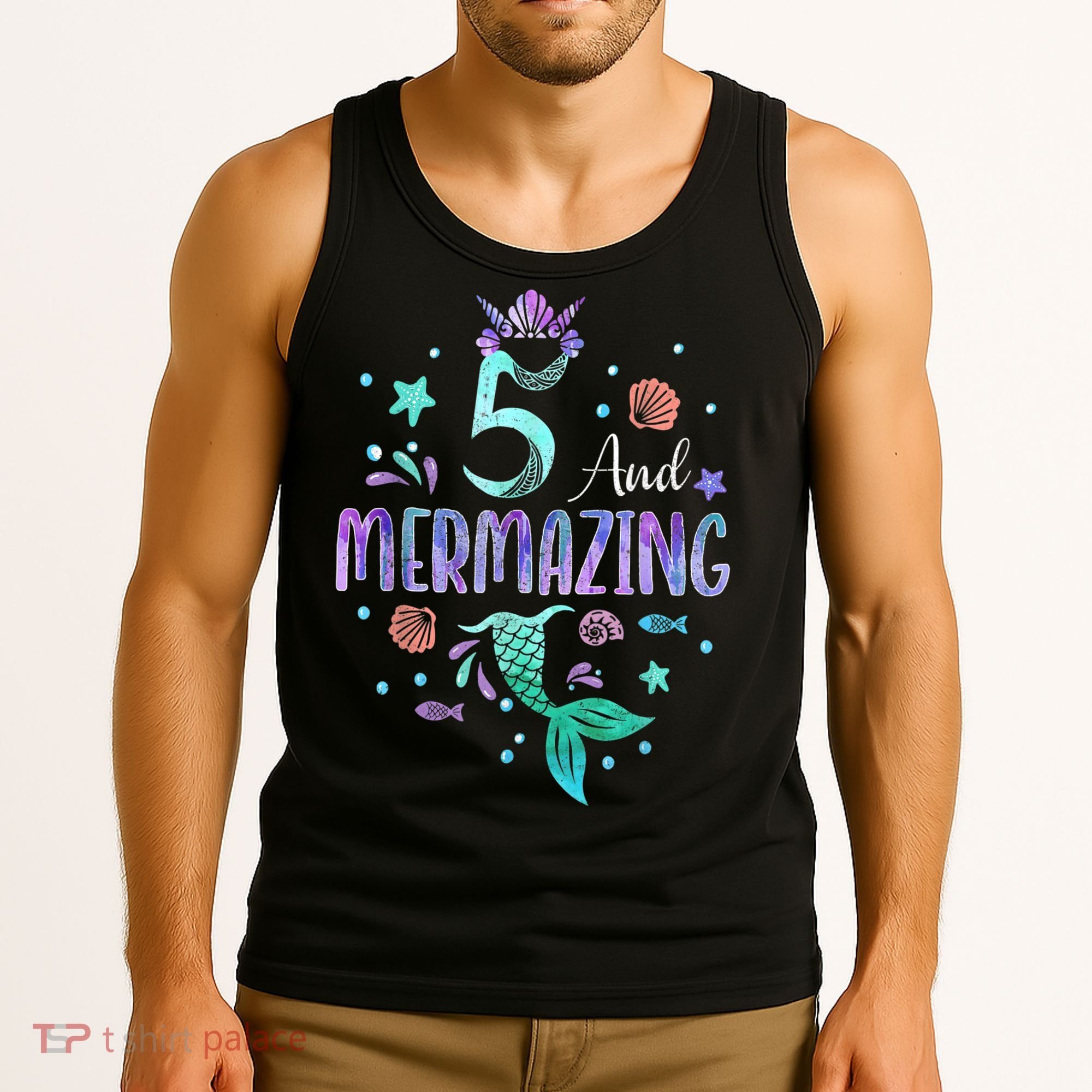 Its My Mermazing 5th Birthday Mermaid Girl Theme 5 Yrs Old Tank Top