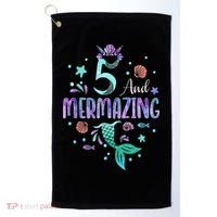 Its My Mermazing 5th Birthday Mermaid Girl Theme 5 Yrs Old Golf Towel thumb 0