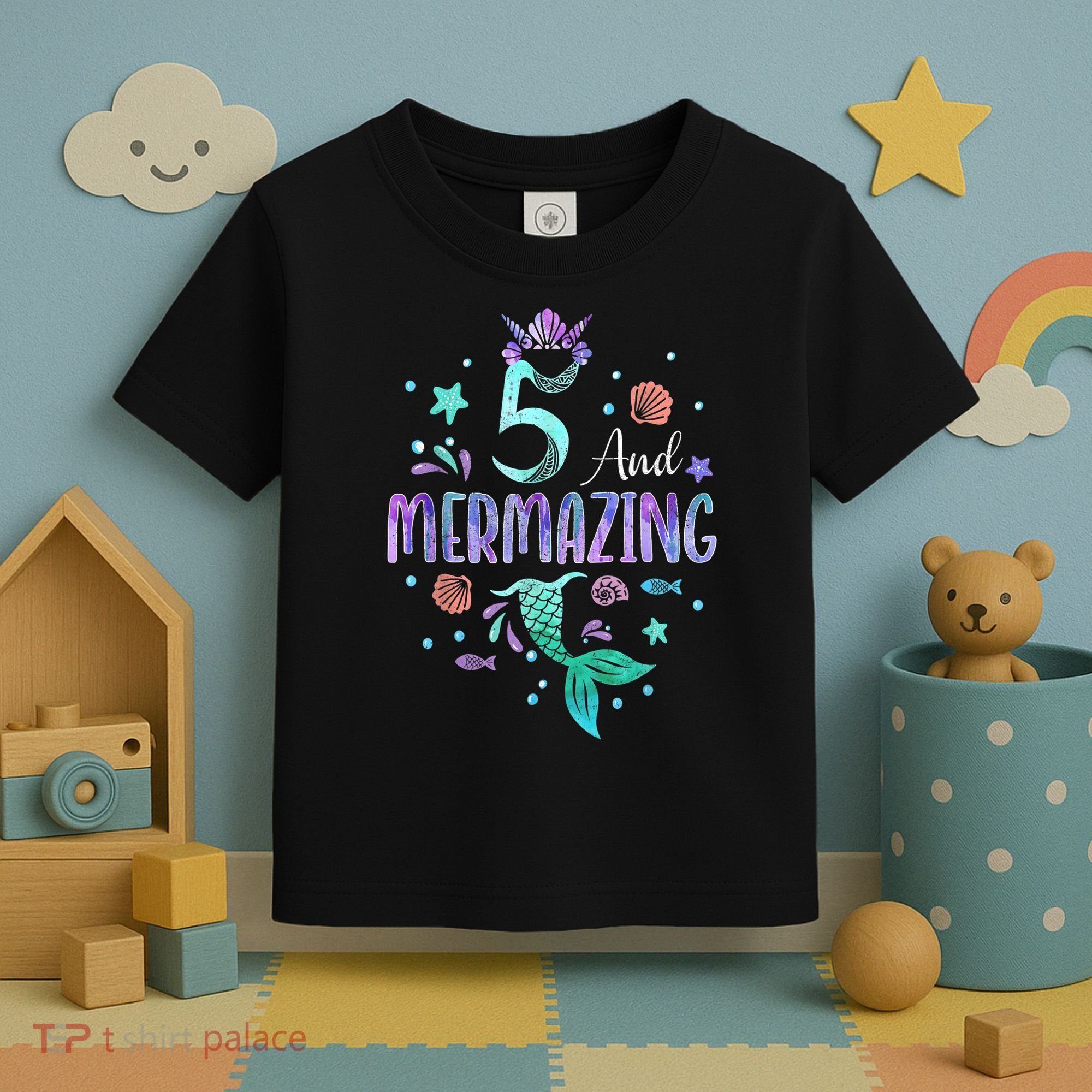 Its My Mermazing 5th Birthday Mermaid Girl Theme 5 Yrs Old Toddler T-Shirt