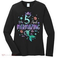 Its My Mermazing 5th Birthday Mermaid Girl Theme 5 Yrs Old Women's Long Sleeve Shirt thumb 0