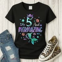 Its My Mermazing 5th Birthday Mermaid Girl Theme 5 Yrs Old Women's T-Shirt thumb 3
