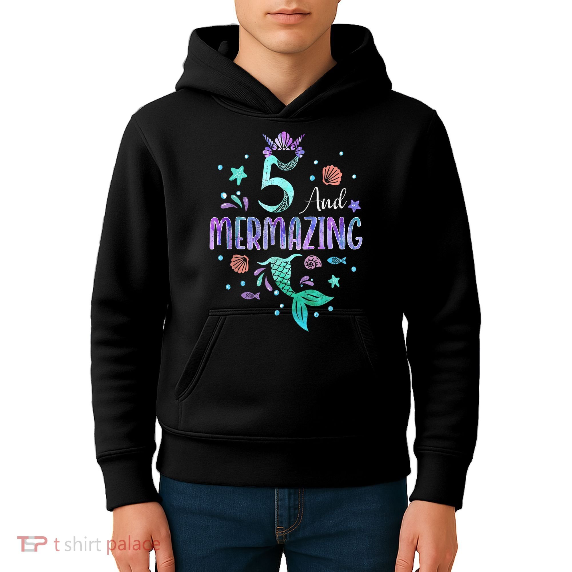 Its My Mermazing 5th Birthday Mermaid Girl Theme 5 Yrs Old Kids Hoodie