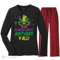 Its My Mardi Gras Birthday Yall Mardi Gras Women's Long Sleeve Flannel Pajama Set  thumb 0