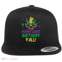 Its My Mardi Gras Birthday Yall Mardi Gras Flat Bill Trucker Hat thumb 0