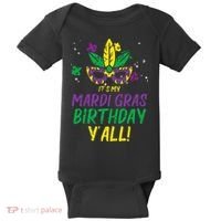 Its My Mardi Gras Birthday Yall Mardi Gras Baby Bodysuit thumb 0