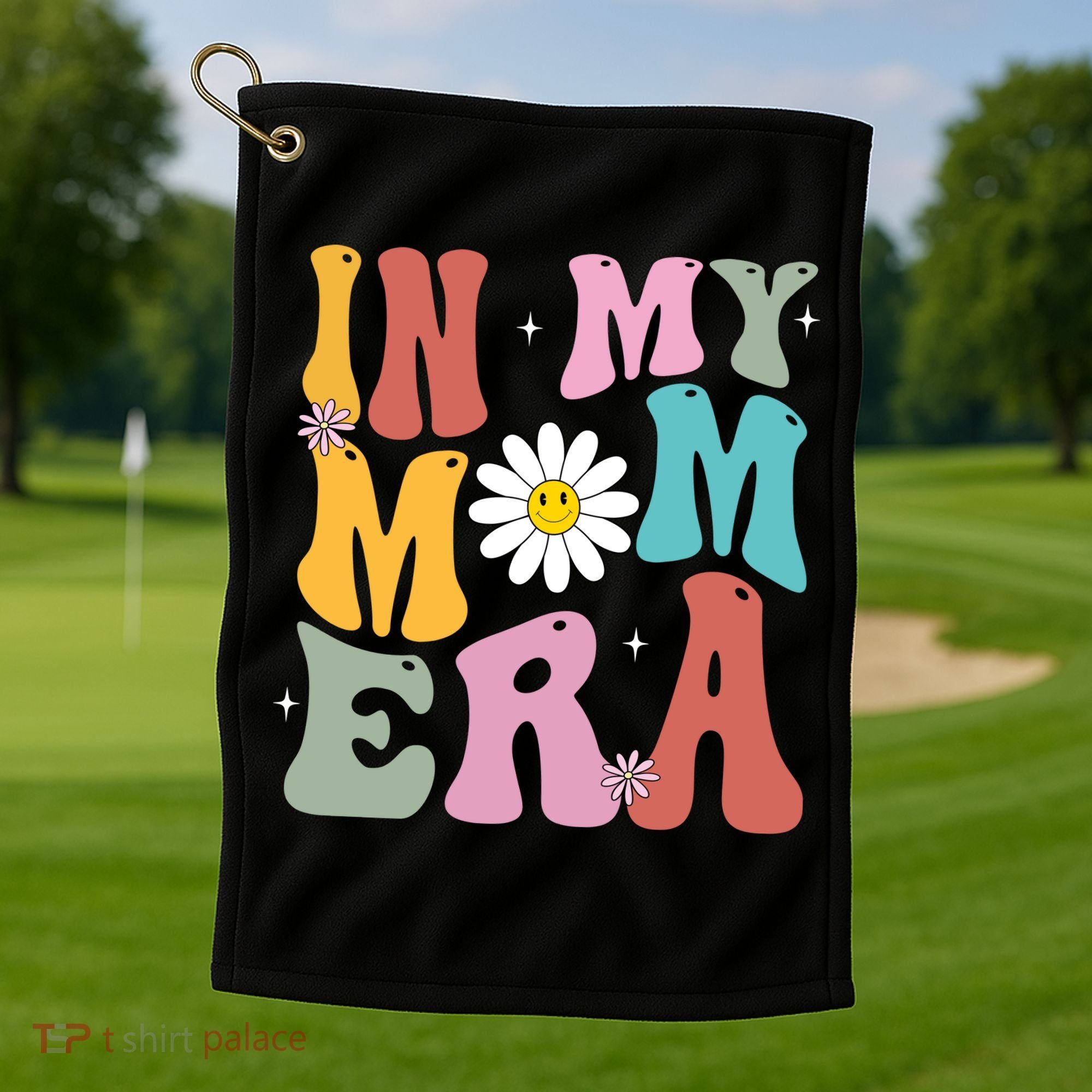 In My Mom Era Retro Mothers Day Gift Golf Towel