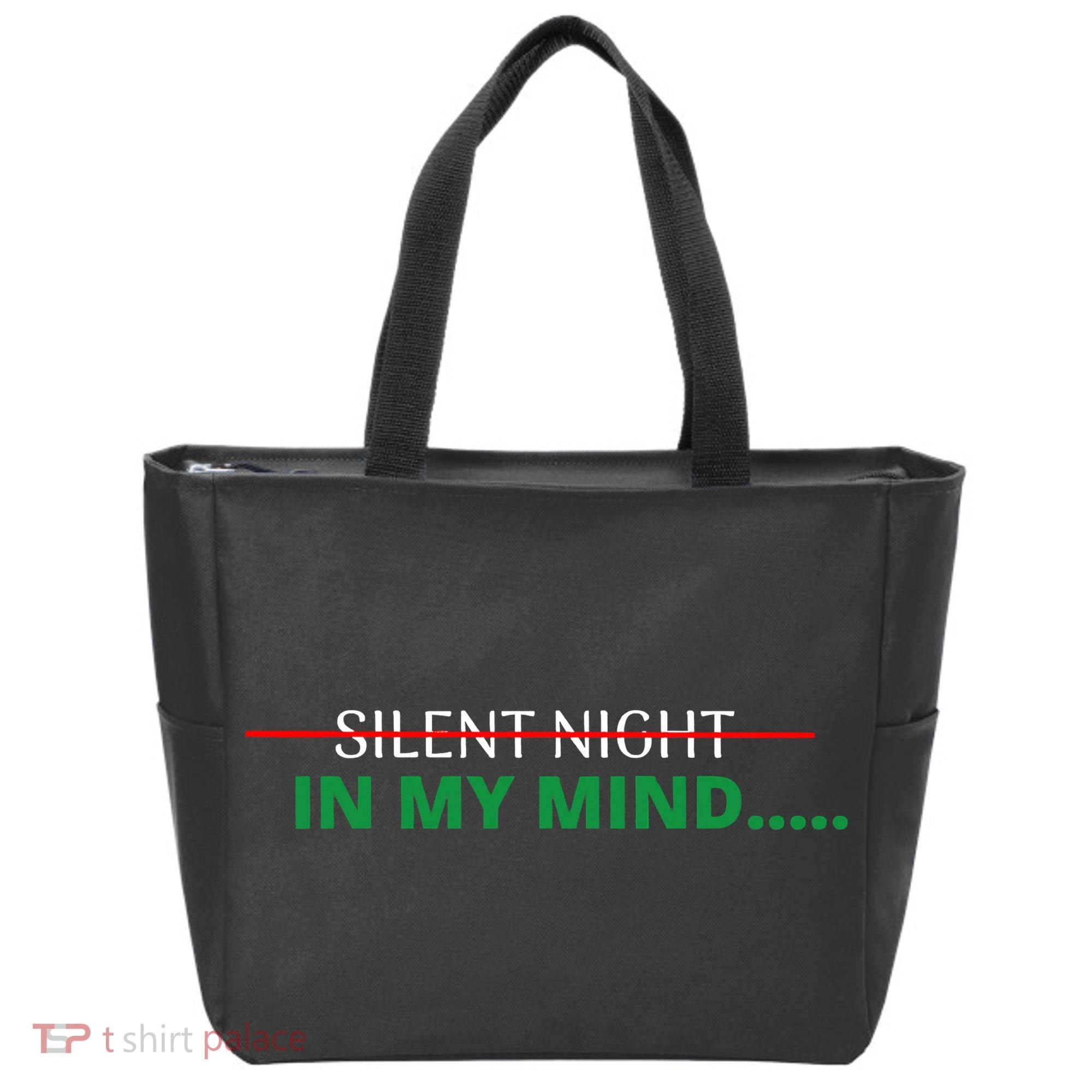 In My Mind Silent Night Ugly Christmas Xmas Sweater Tote Bag
