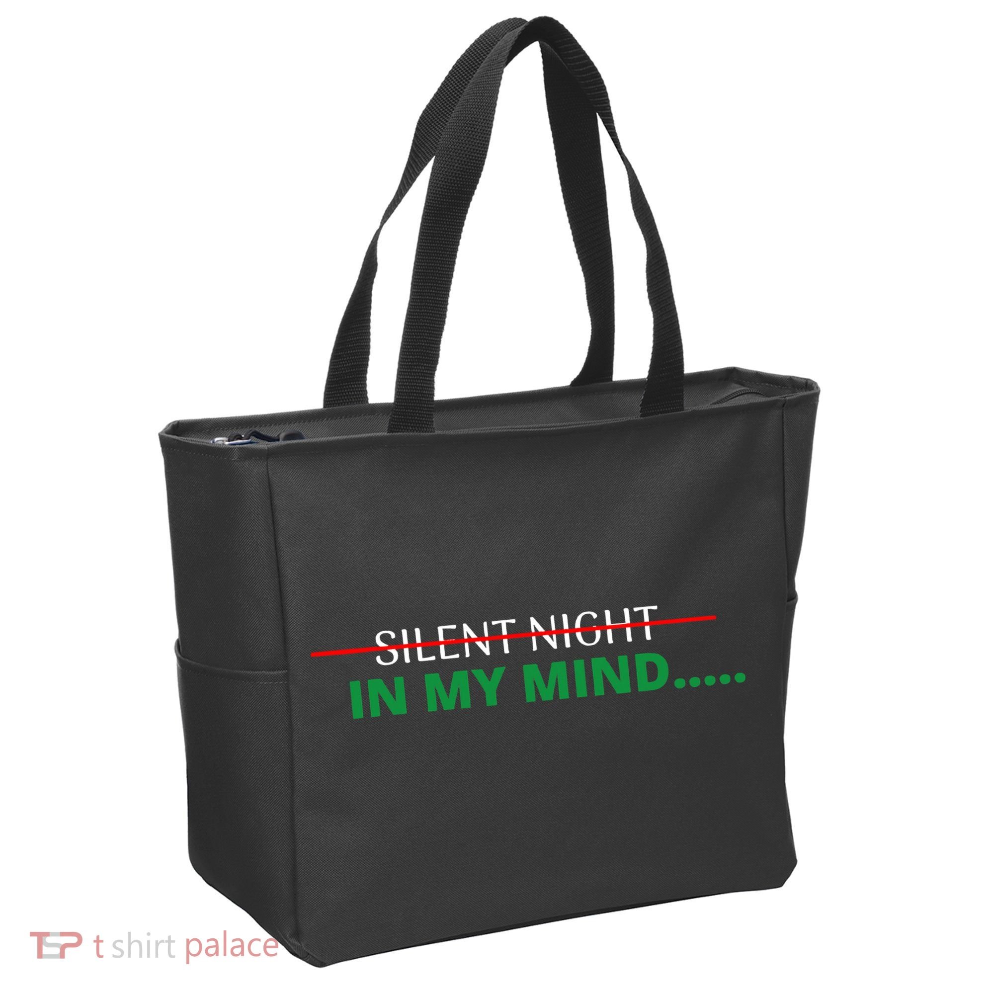 In My Mind Silent Night Ugly Christmas Xmas Sweater Tote Bag