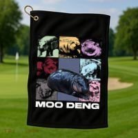 In My Moo Deng Era Funny Cute Baby Hippo Golf Towel thumb 1