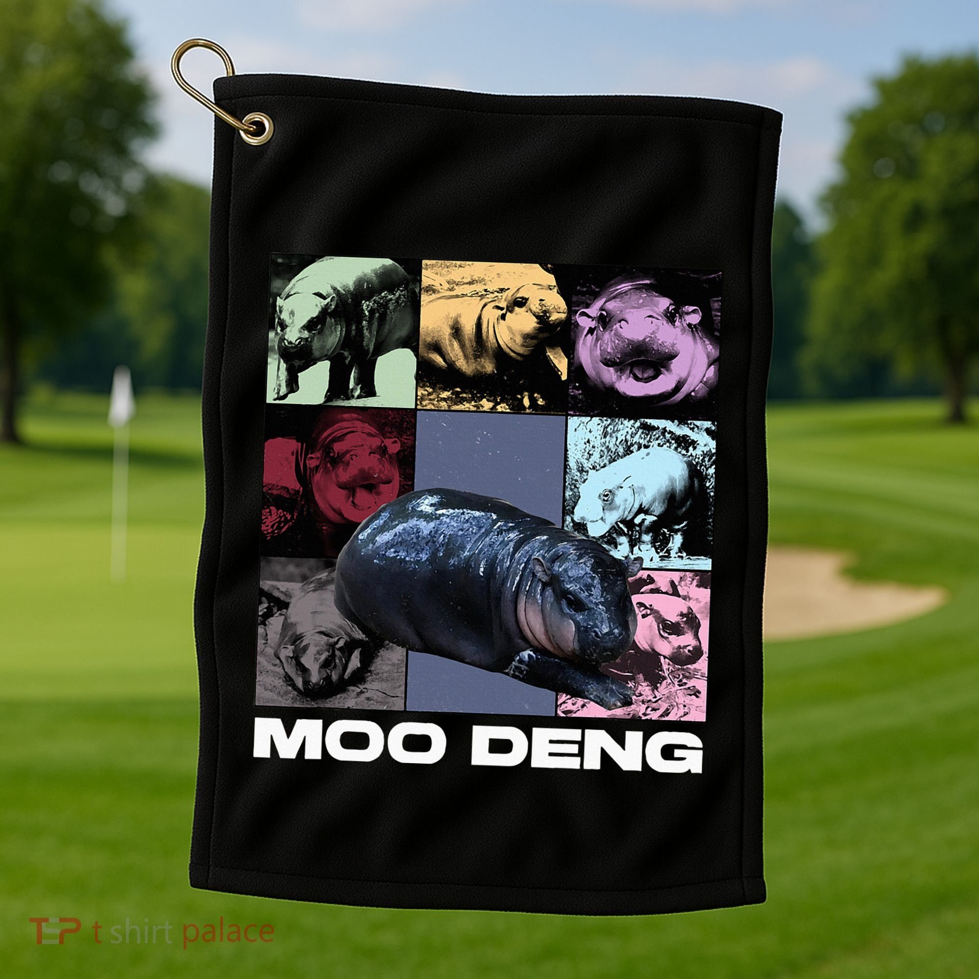 In My Moo Deng Era Funny Cute Baby Hippo Golf Towel
