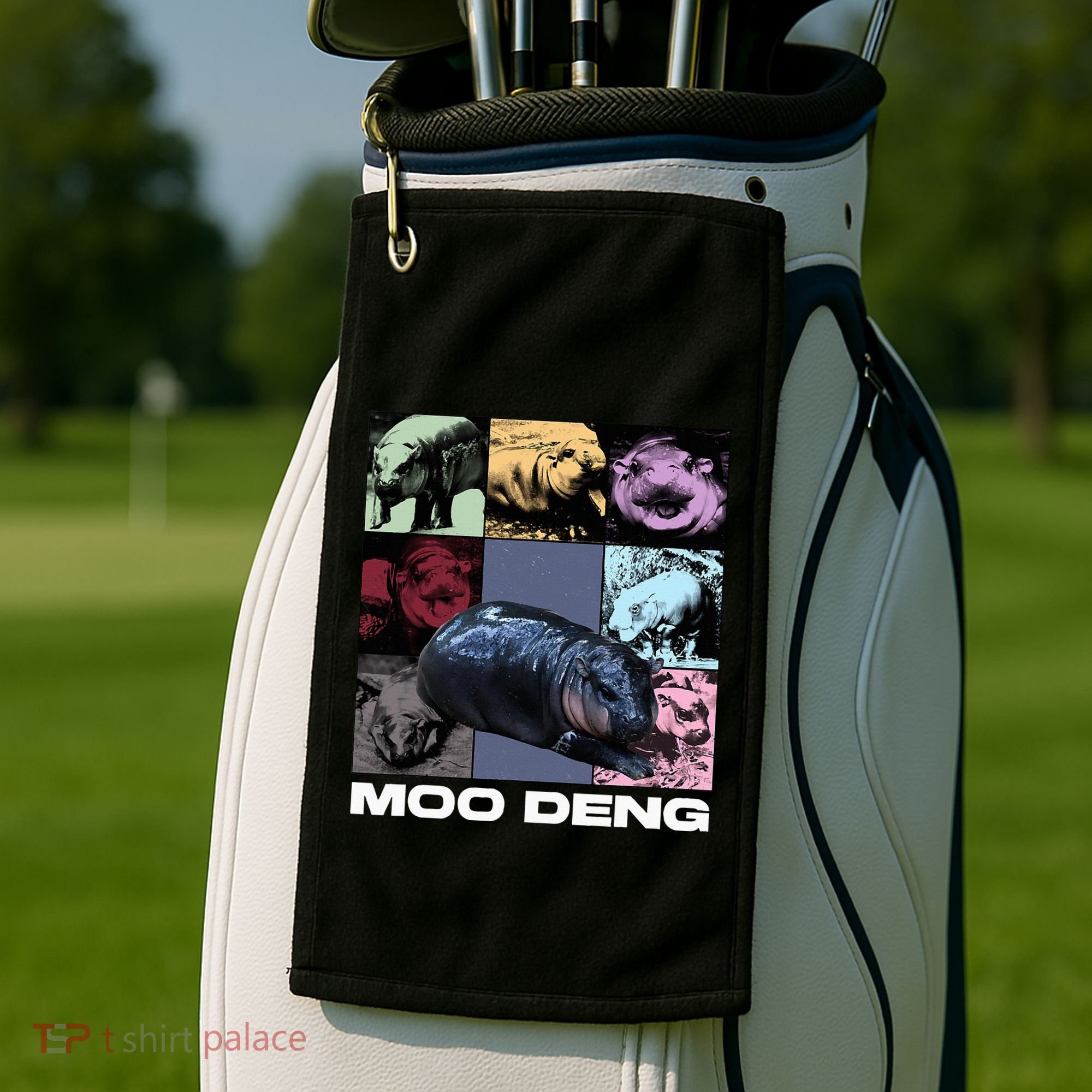 In My Moo Deng Era Funny Cute Baby Hippo Golf Towel