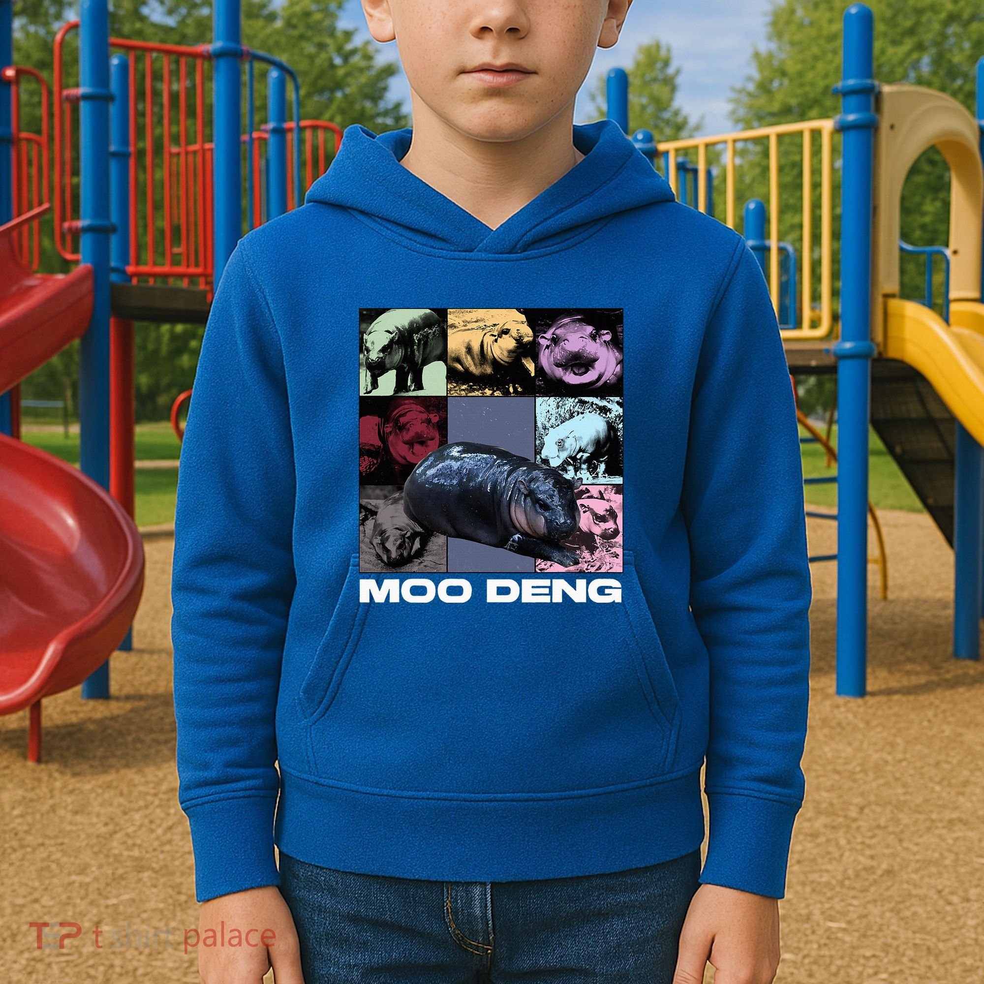 In My Moo Deng Era Funny Cute Baby Hippo Kids Hoodie