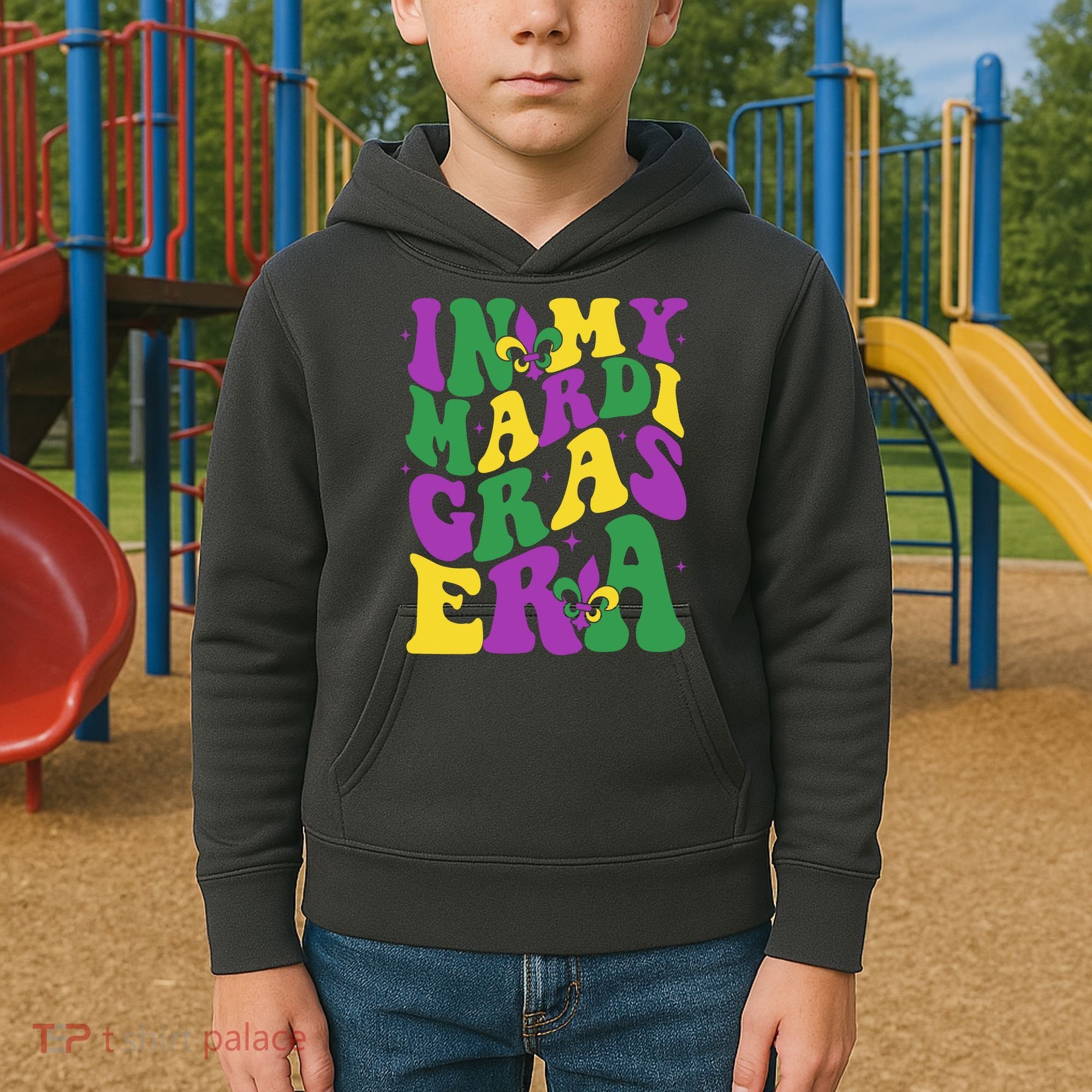 In My Mardi Gras Era Celebration Kids Hoodie