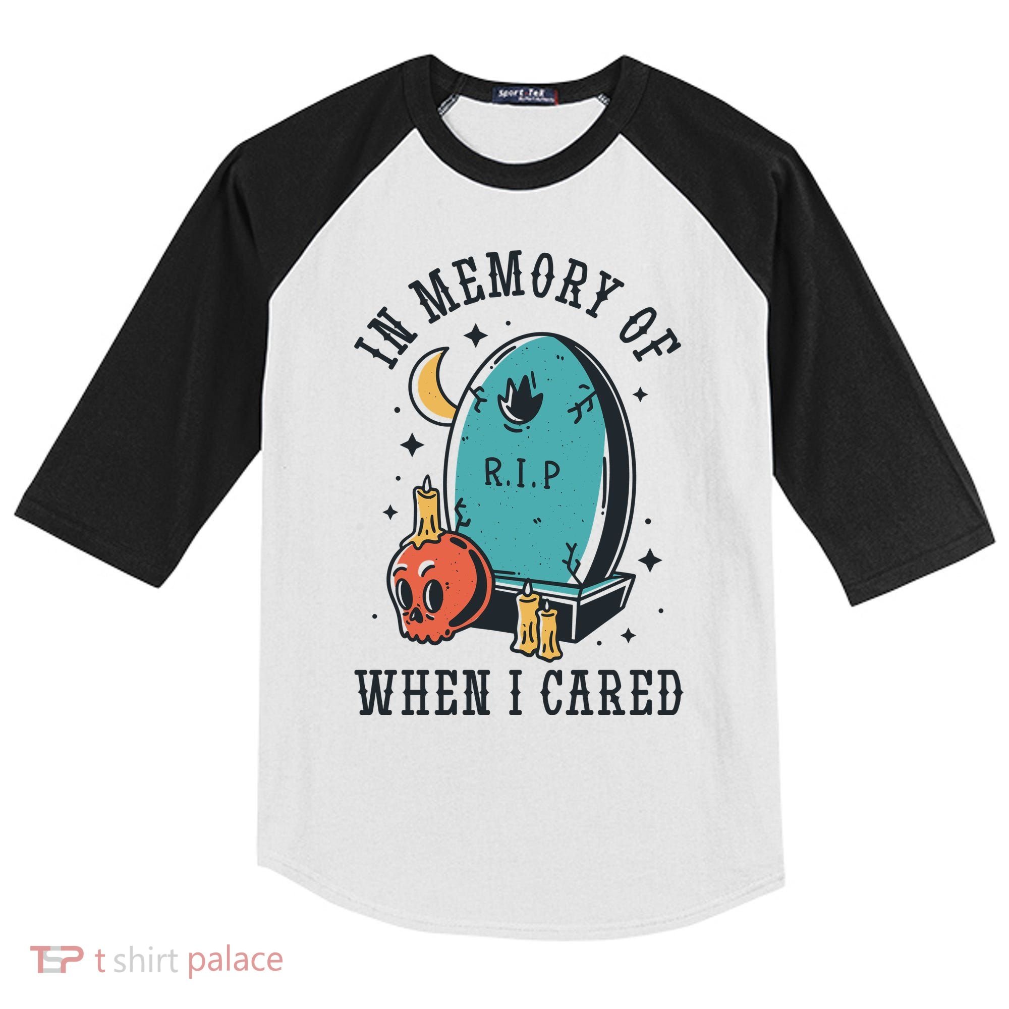 In Memory Of When I Cared Funny RIP Kids Colorblock Raglan Jersey
