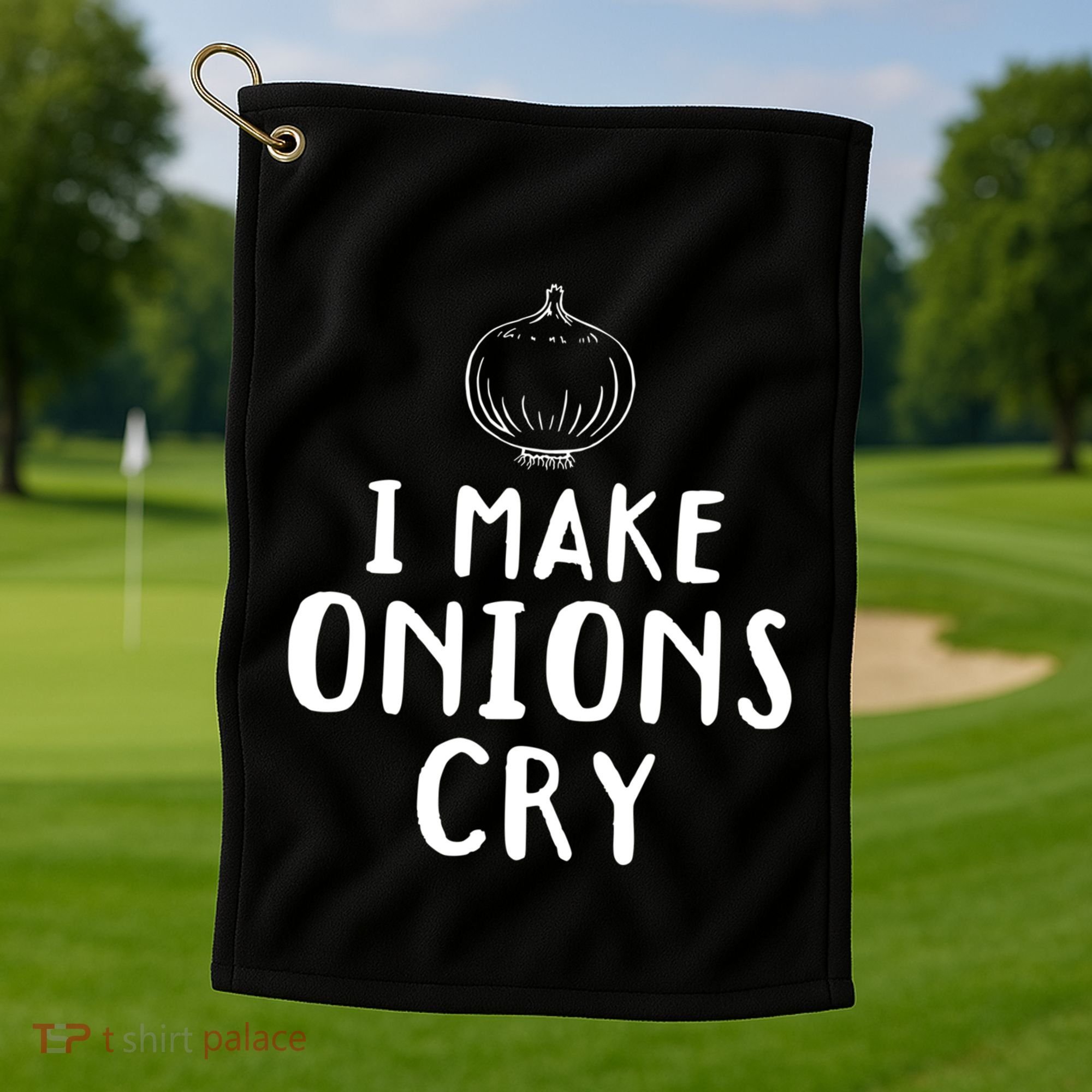 I Make Onions Cry Onion Cooking Kitchen Food Cook Funny Chef Cute Gift Golf Towel