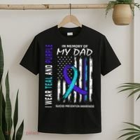 In Memory Of Dad Suicide Awareness Prevention American Flag T-Shirt thumb 2
