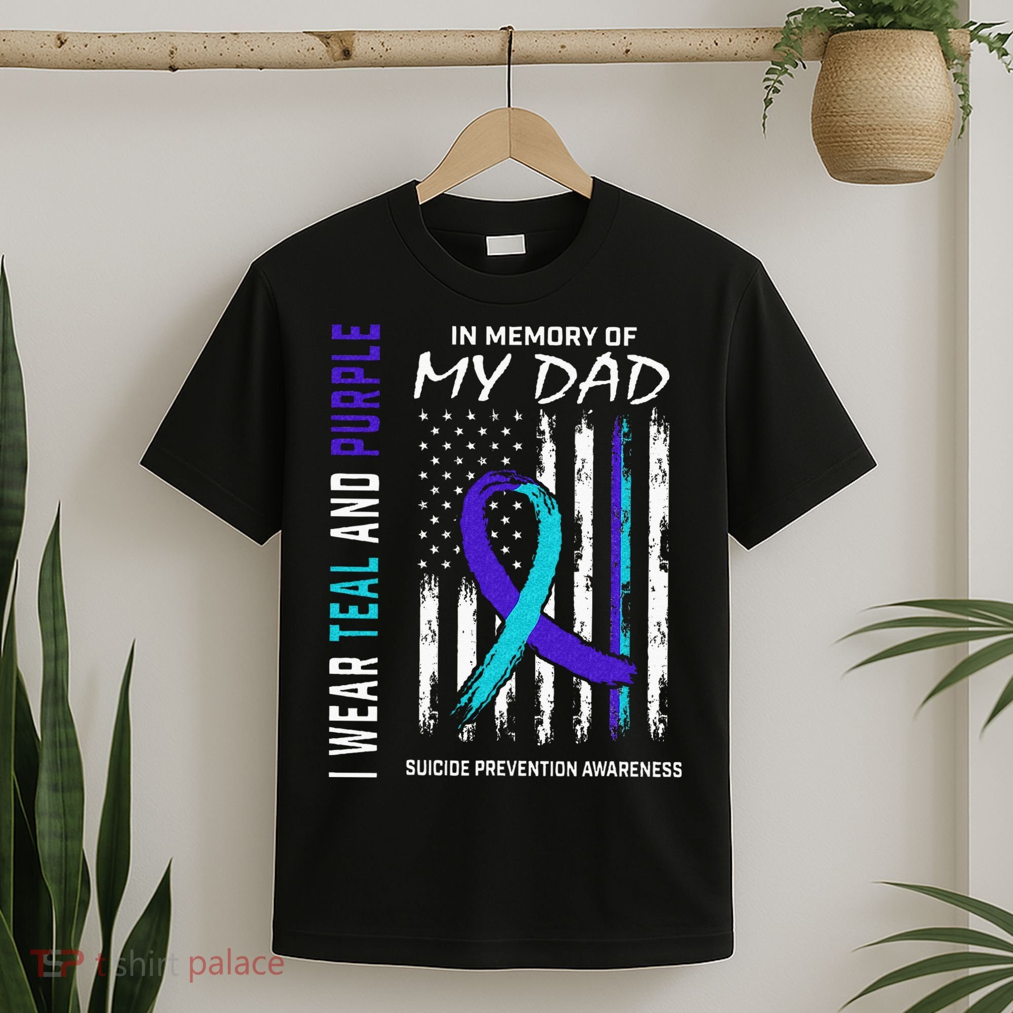 In Memory Of Dad Suicide Awareness Prevention American Flag T-Shirt