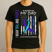 In Memory Of Dad Suicide Awareness Prevention American Flag T-Shirt thumb 3