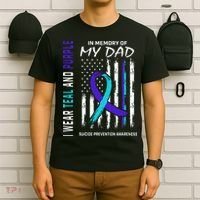 In Memory Of Dad Suicide Awareness Prevention American Flag T-Shirt thumb 6
