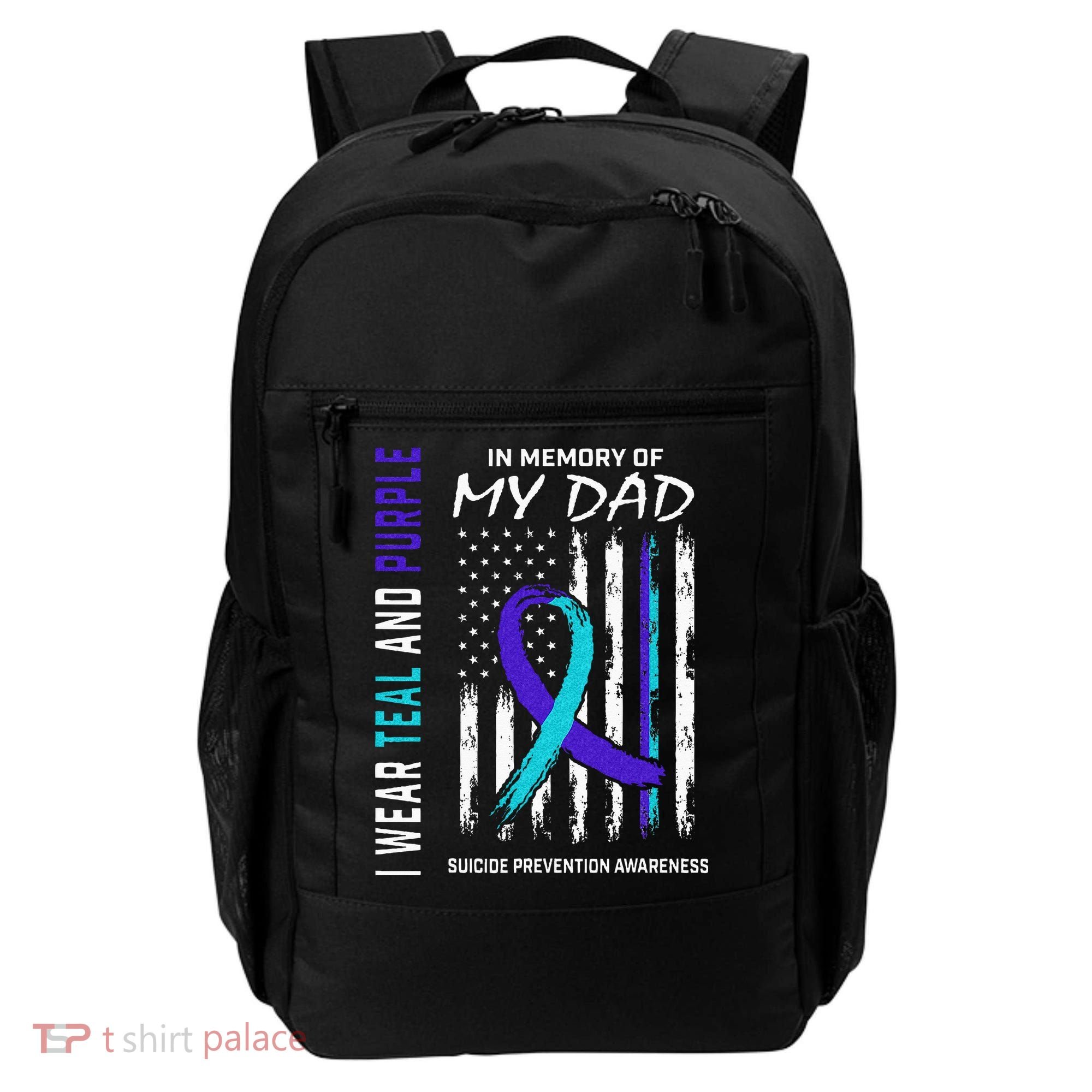 In Memory Of Dad Suicide Awareness Prevention American Flag Backpack
