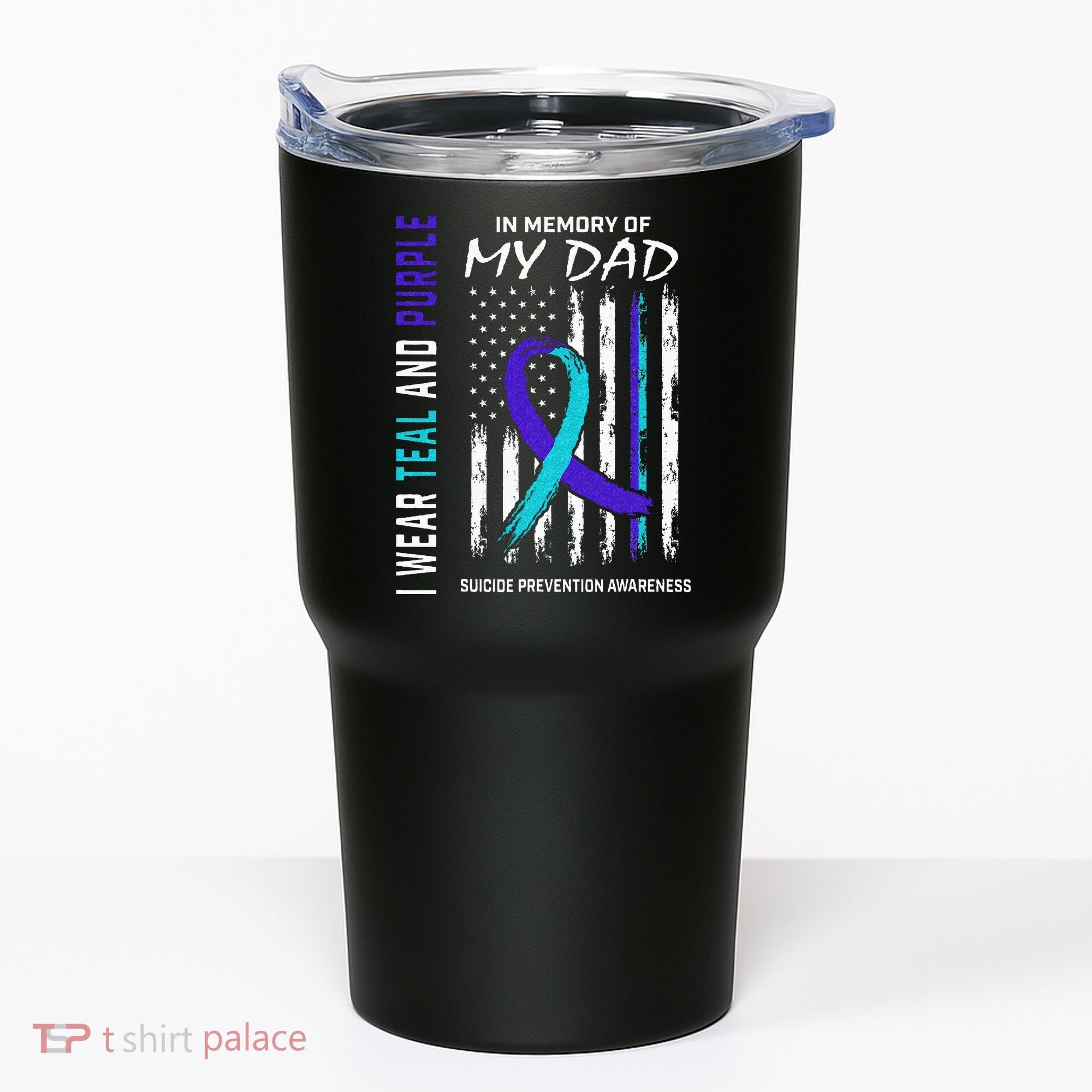 In Memory Of Dad Suicide Awareness Prevention American Flag Tumbler