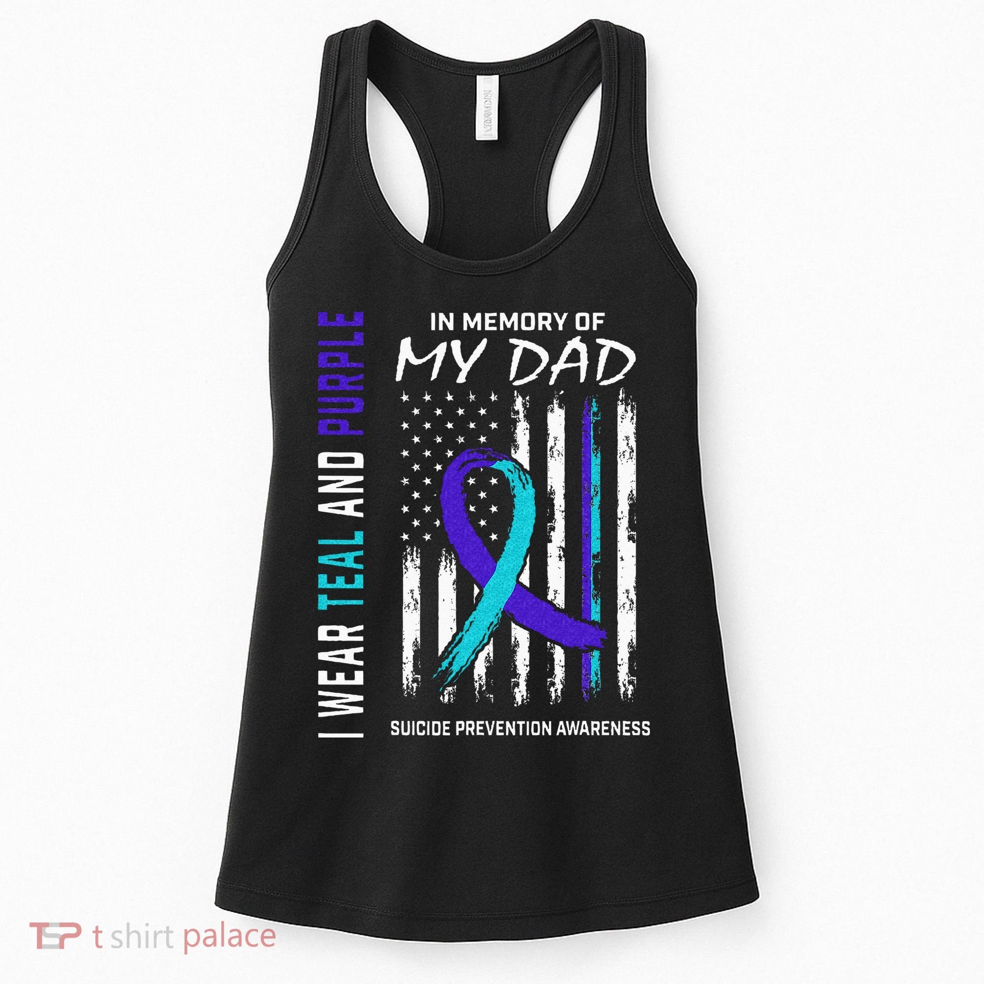 In Memory Of Dad Suicide Awareness Prevention American Flag Women's Tank Top