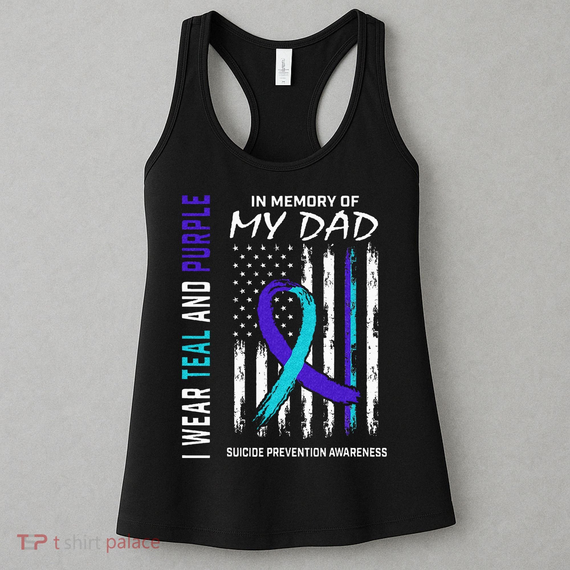 In Memory Of Dad Suicide Awareness Prevention American Flag Women's Tank Top