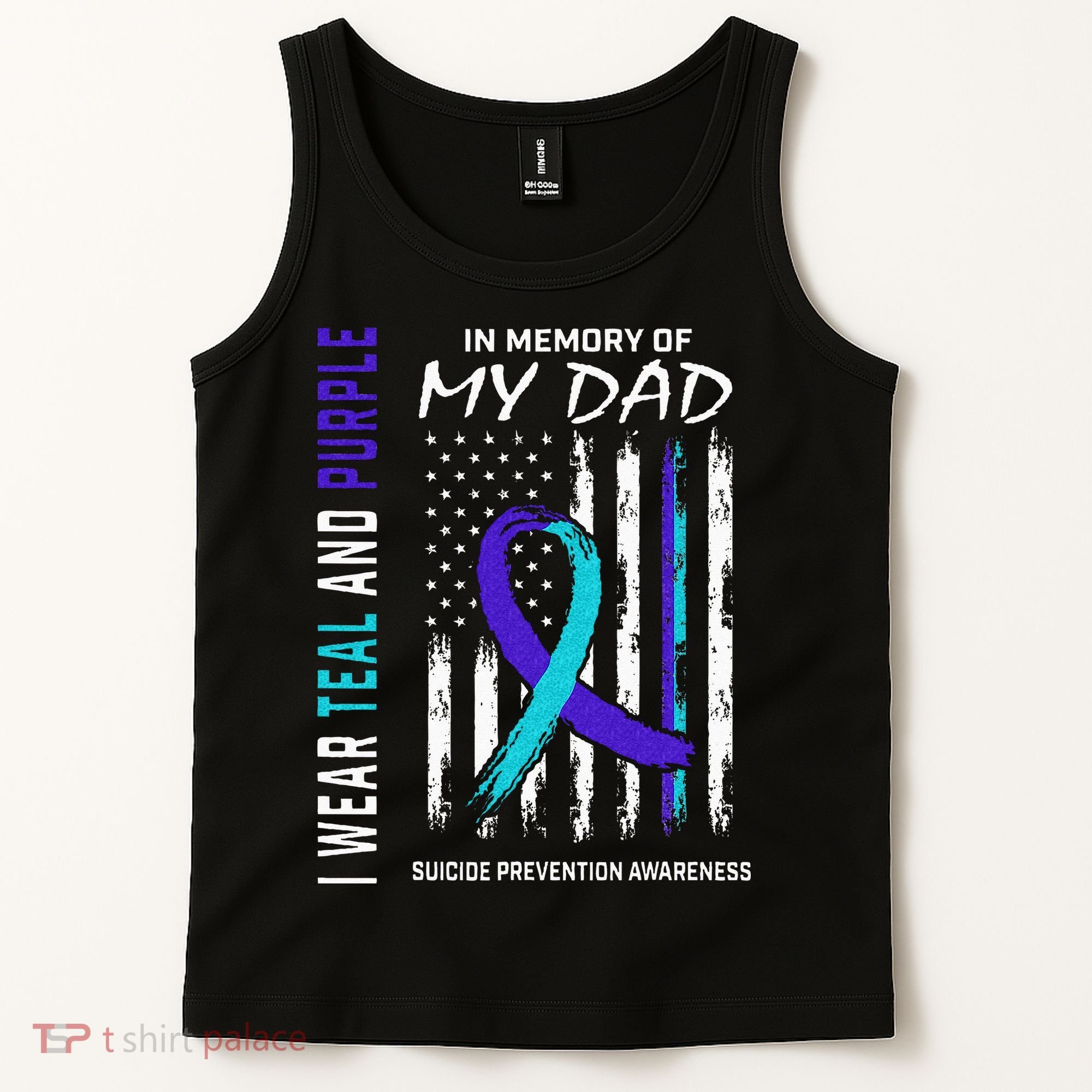In Memory Of Dad Suicide Awareness Prevention American Flag Tank Top
