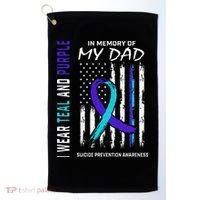 In Memory Of Dad Suicide Awareness Prevention American Flag Golf Towel thumb 0