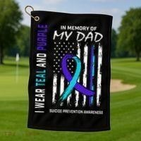 In Memory Of Dad Suicide Awareness Prevention American Flag Golf Towel thumb 1