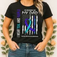 In Memory Of Dad Suicide Awareness Prevention American Flag Women's T-Shirt thumb 2