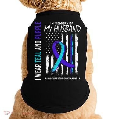 In Memory Of My Husband Suicide Awareness Prevention Flag Doggie Tank