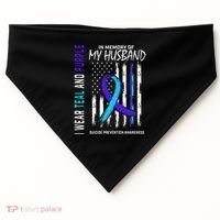 In Memory Of My Husband Suicide Awareness Prevention Flag USA-Made Doggie Bandana thumb 0