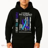 In Memory Of My Husband Suicide Awareness Prevention Flag Hoodie thumb 2