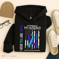 In Memory Of My Husband Suicide Awareness Prevention Flag Hoodie thumb 4