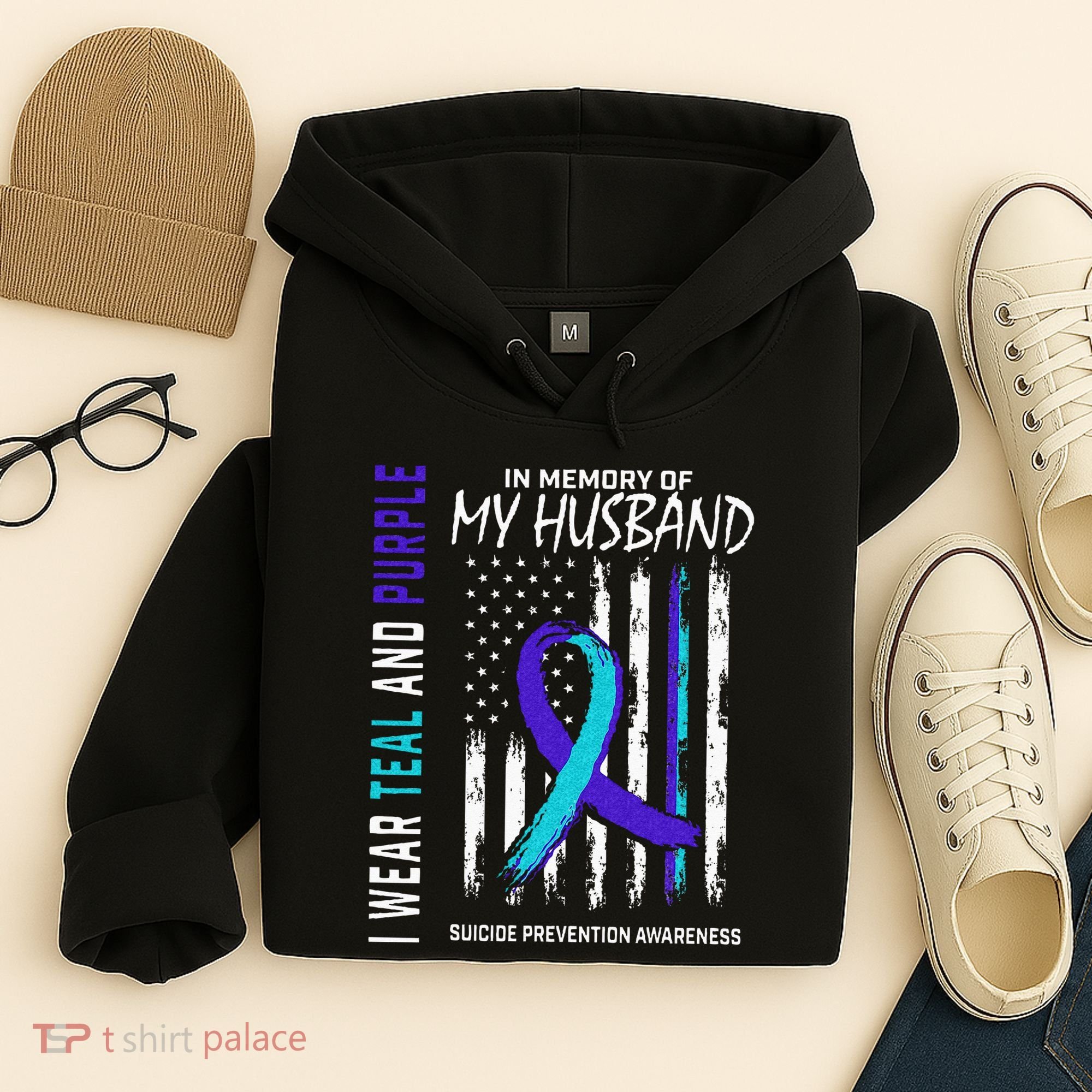 In Memory Of My Husband Suicide Awareness Prevention Flag Hoodie