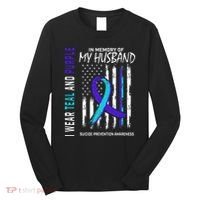 In Memory Of My Husband Suicide Awareness Prevention Flag Long Sleeve Shirt thumb 0