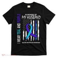 In Memory Of My Husband Suicide Awareness Prevention Flag T-Shirt thumb 0